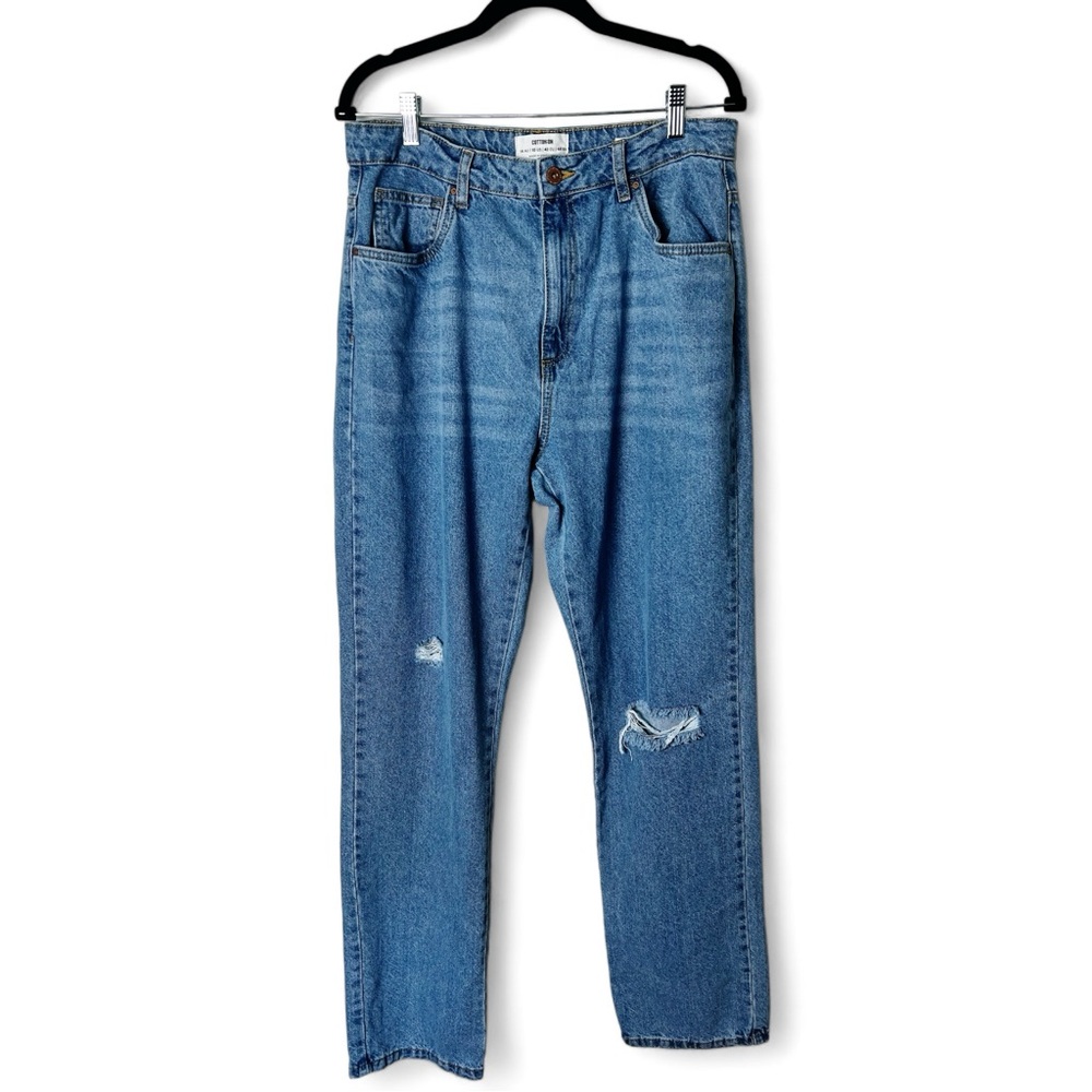 Cotton:On - Women’s Denim Long Straight Leg Distressed Jeans -‎ Sz. 10